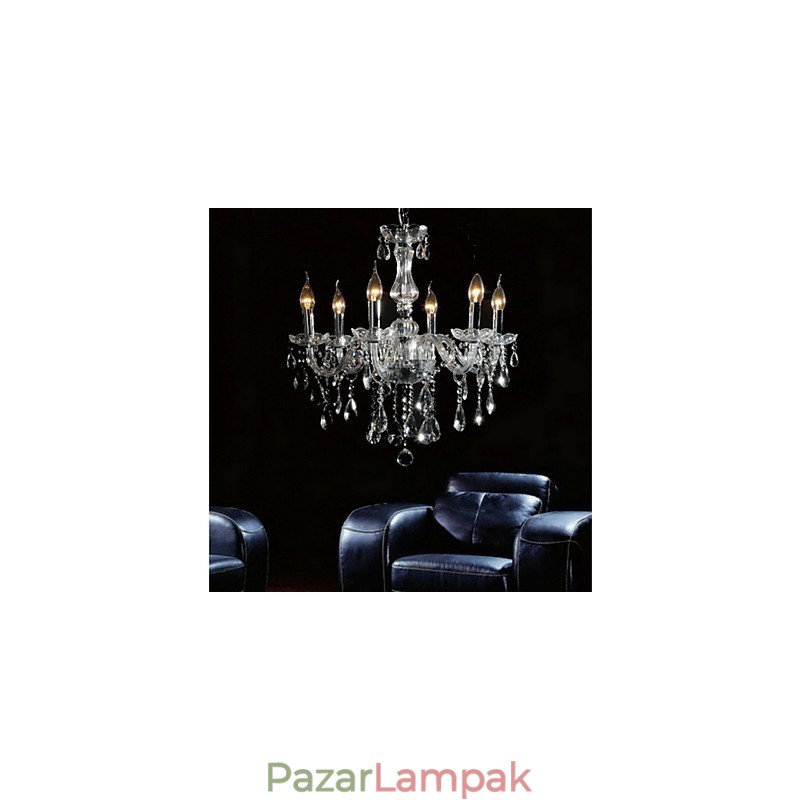 Elegáns kristálycsillár 6 lámpával