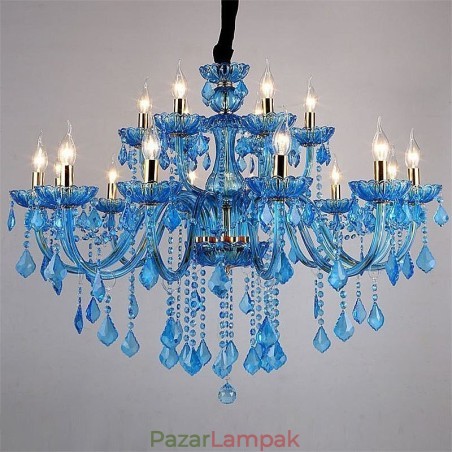 Elegáns kristálycsillár európai kék függőlámpa