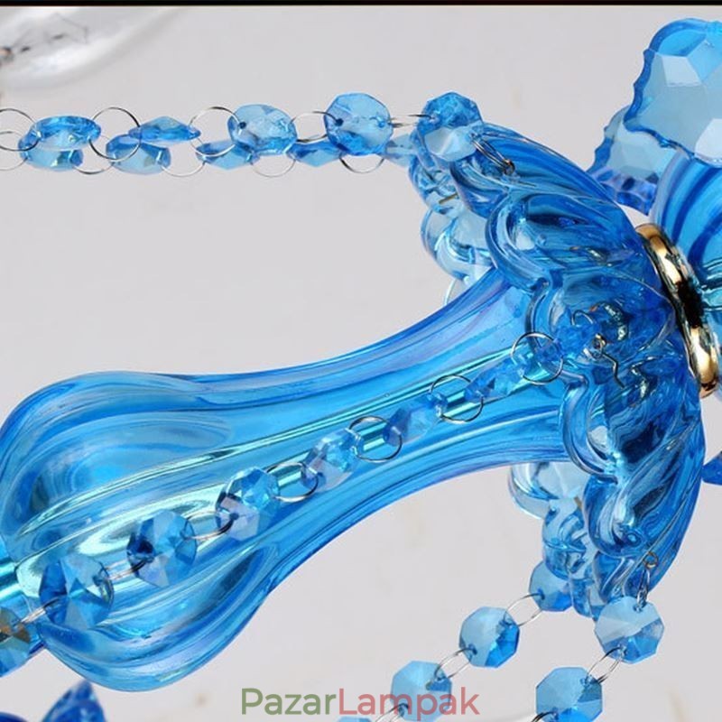 Elegáns kristálycsillár európai kék függőlámpa