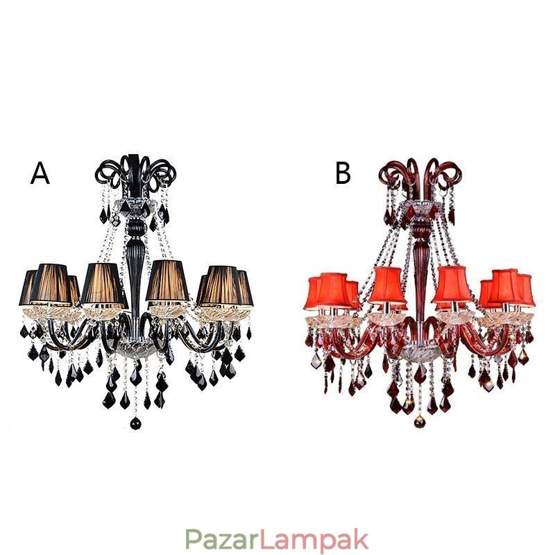 Retro kristálycsillár európai fekete függőlámpa