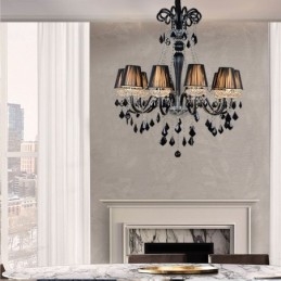 Retro kristálycsillár európai fekete függőlámpa