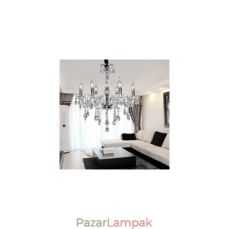 Elegáns kristálycsillár 6 lámpával