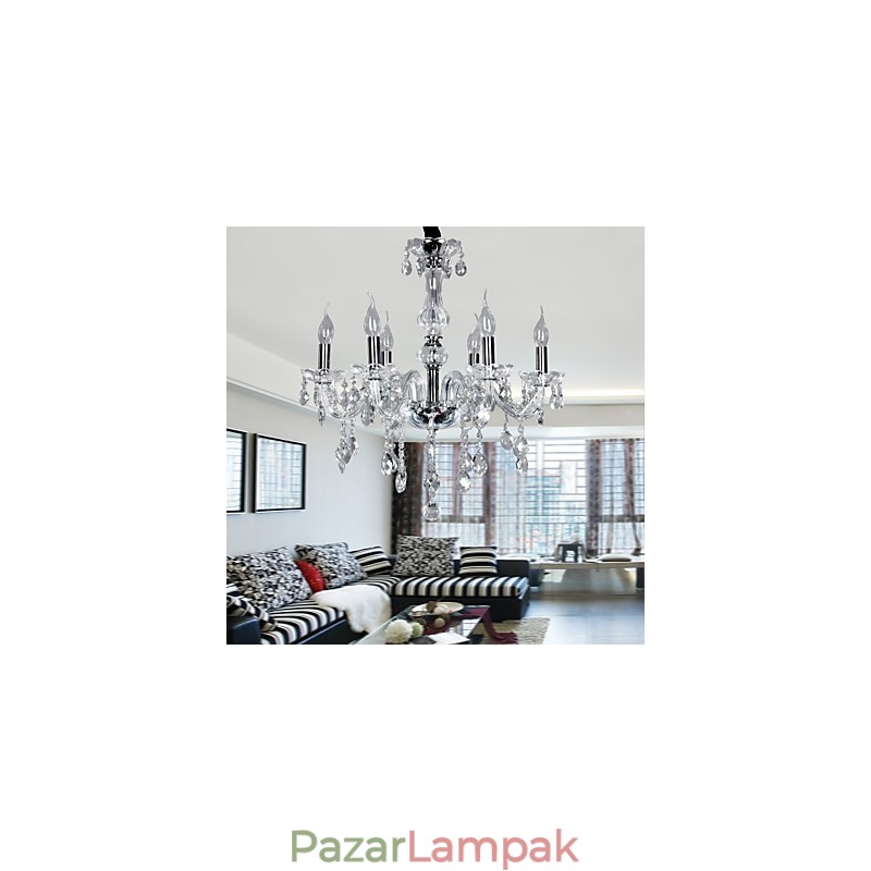 Elegáns kristálycsillár 6 lámpával