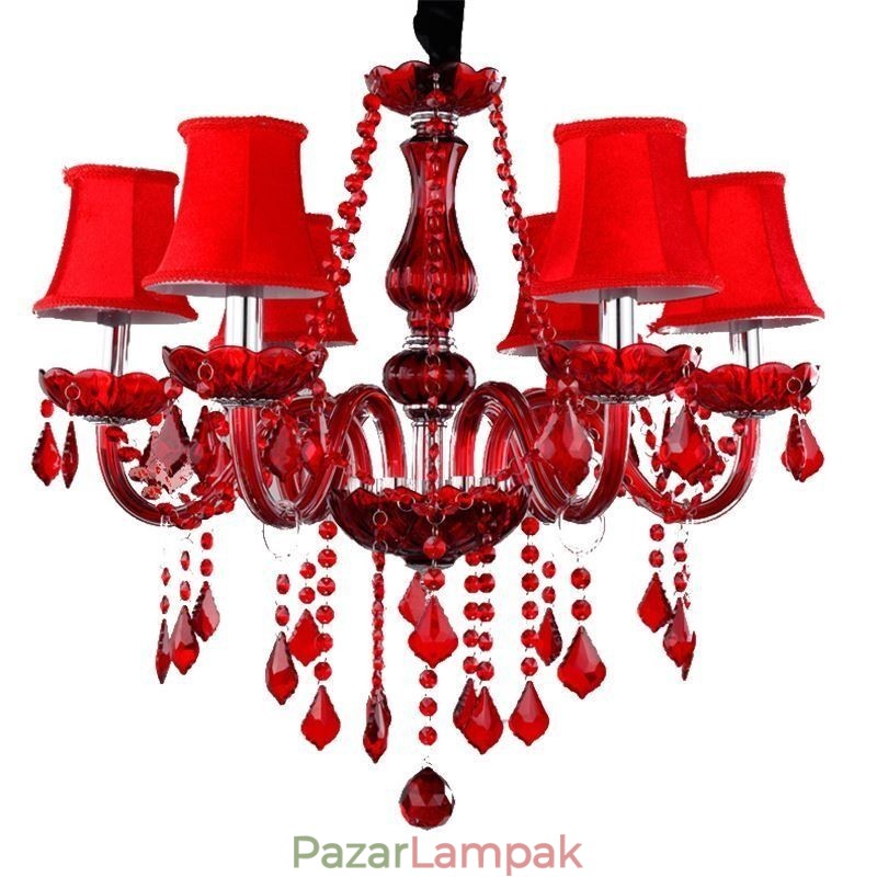 Luxus kristálycsillár európai piros színű függőlámpa