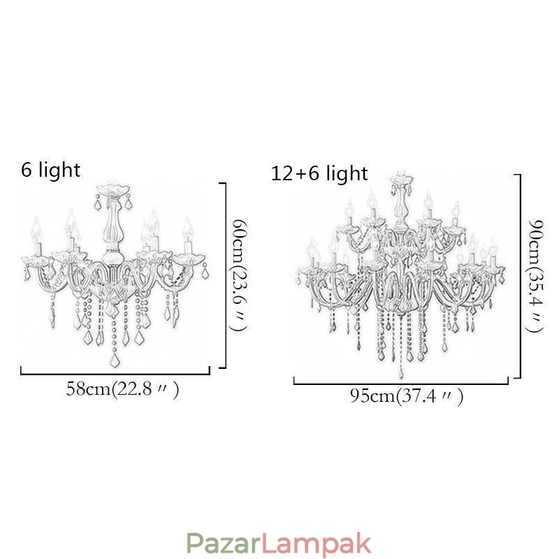 Elegáns kristálycsillár európai nagy függőlámpa