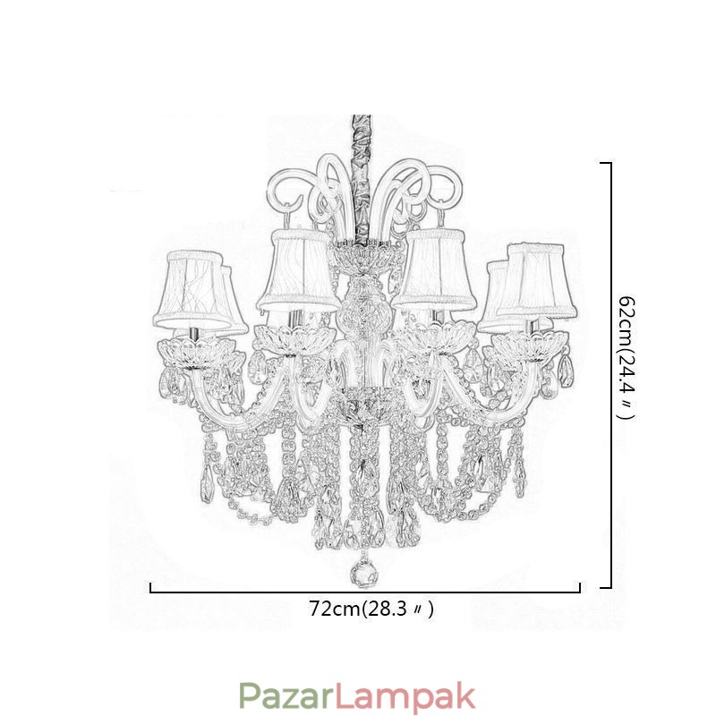Elegáns kristálycsillár európai fehér színű függőlámpa