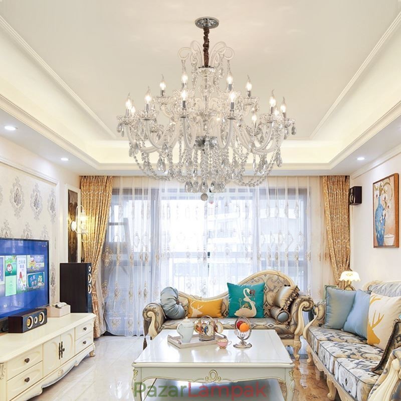 Elegáns kristálycsillár európai fehér színű függőlámpa