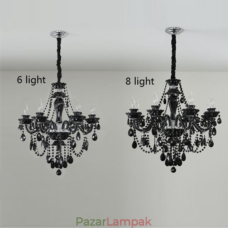 Luxus kristálycsillár európai fekete 10 lámpa
