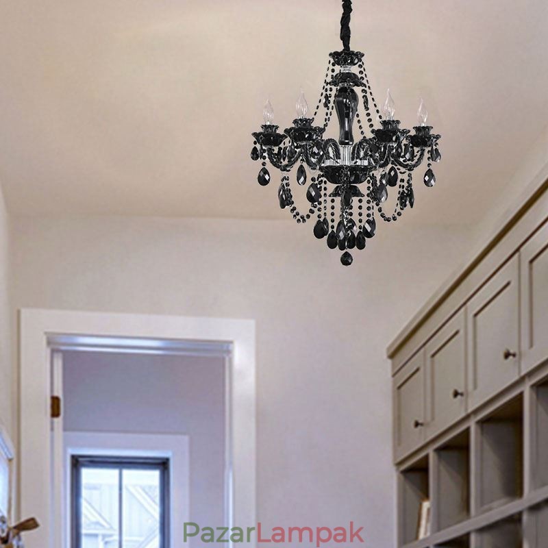 Luxus kristálycsillár európai fekete 10 lámpa