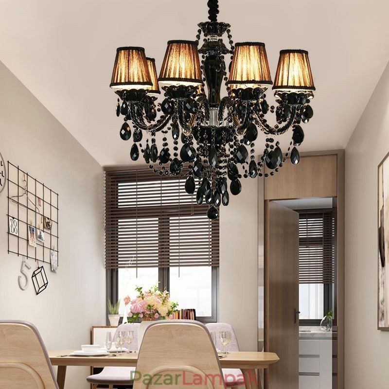 Luxus kristálycsillár európai fekete 10 lámpa