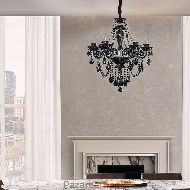 Luxus kristálycsillár európai fekete 10 lámpa