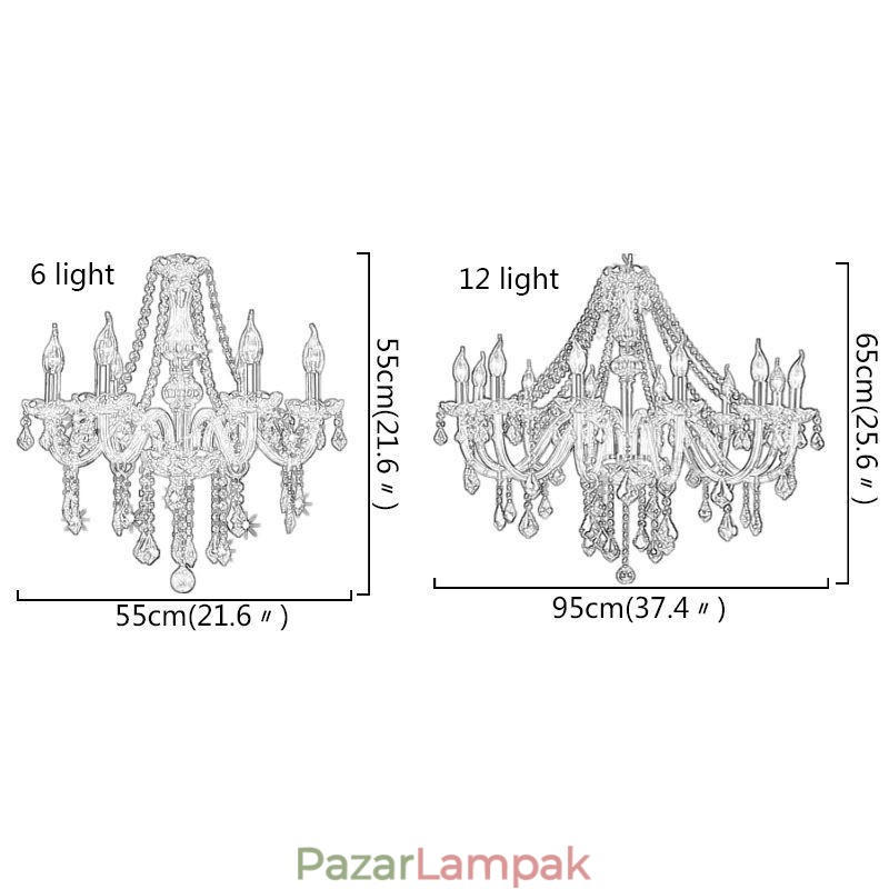 Európai kristálycsillár luxus borostyán színű függőlámpa