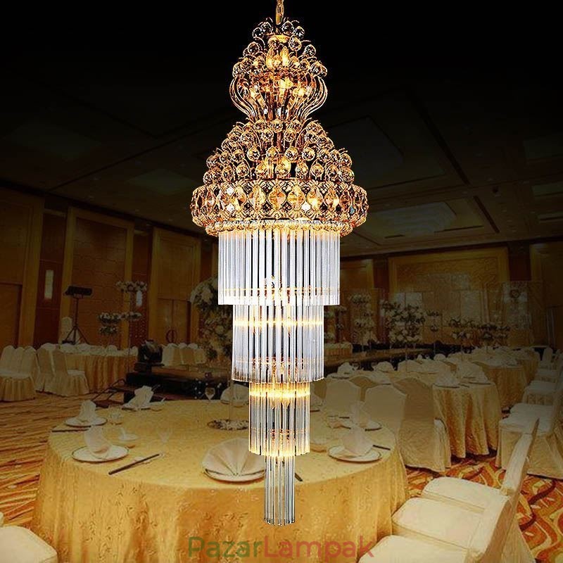 Retro Crystal Empire csillár luxus hosszú medál