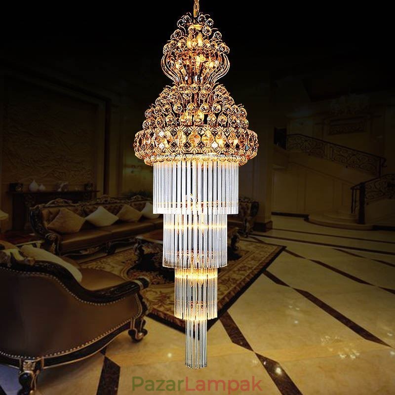 Retro Crystal Empire csillár luxus hosszú medál