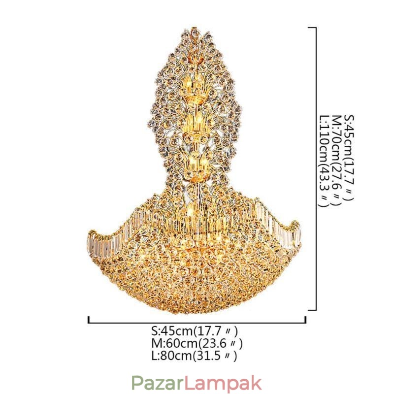 European Crystal Empire csillár nagy arany színű függőlámpa