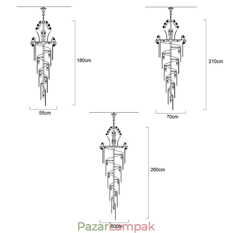 Kecses kristálycsillár Modern egyszerű, hosszú függő duplex lépcsőház