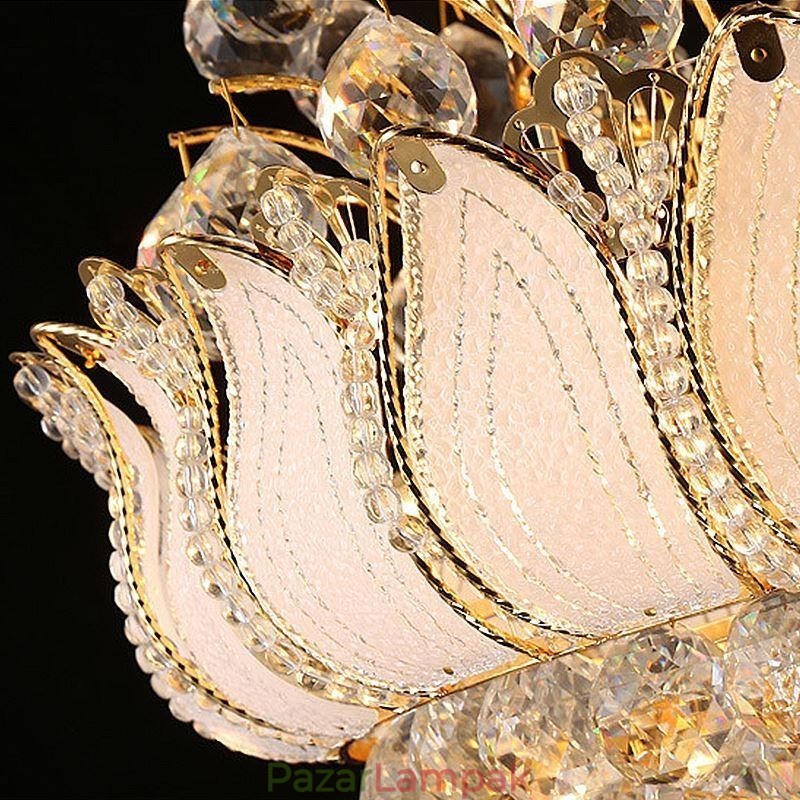 Modern Crystal Empire csillár arany színű függőlámpa lótusz