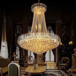 Elegáns kristálycsillár európai függőlámpa, hosszú függő csillár duplex lépcsőház