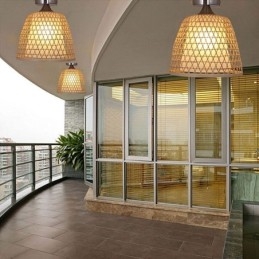 Bambusz félig süllyesztett, kreatív, kerek mennyezeti lámpa előszoba világítás