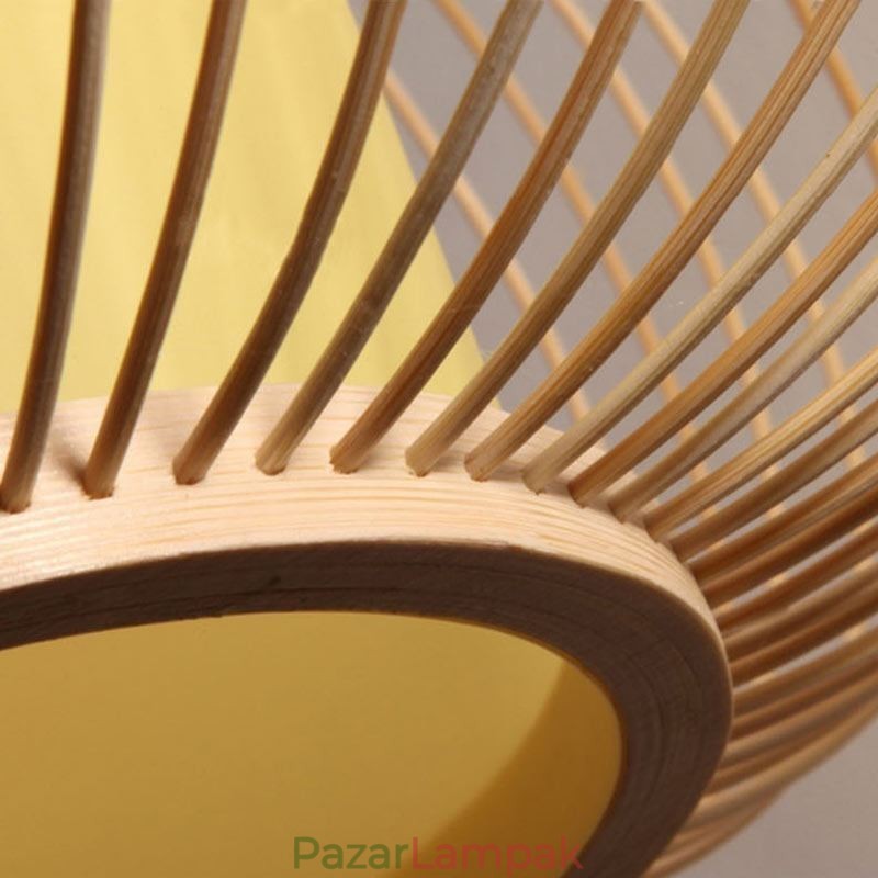 Egyedülálló, félig süllyesztett, kreatív, kerek bambusz mennyezeti lámpa veranda világítás