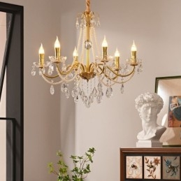 Amerikai kristály függőlámpa Country stílusú Kreatív Iron Art mennyezeti lámpa