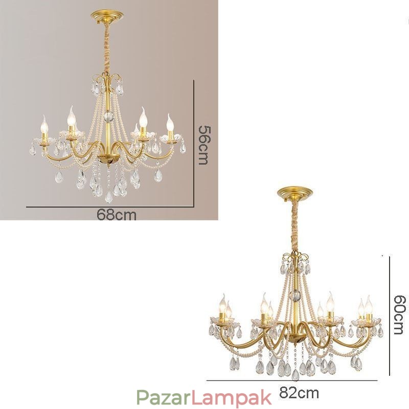 Amerikai kristály függőlámpa Country stílusú Kreatív Iron Art mennyezeti lámpa