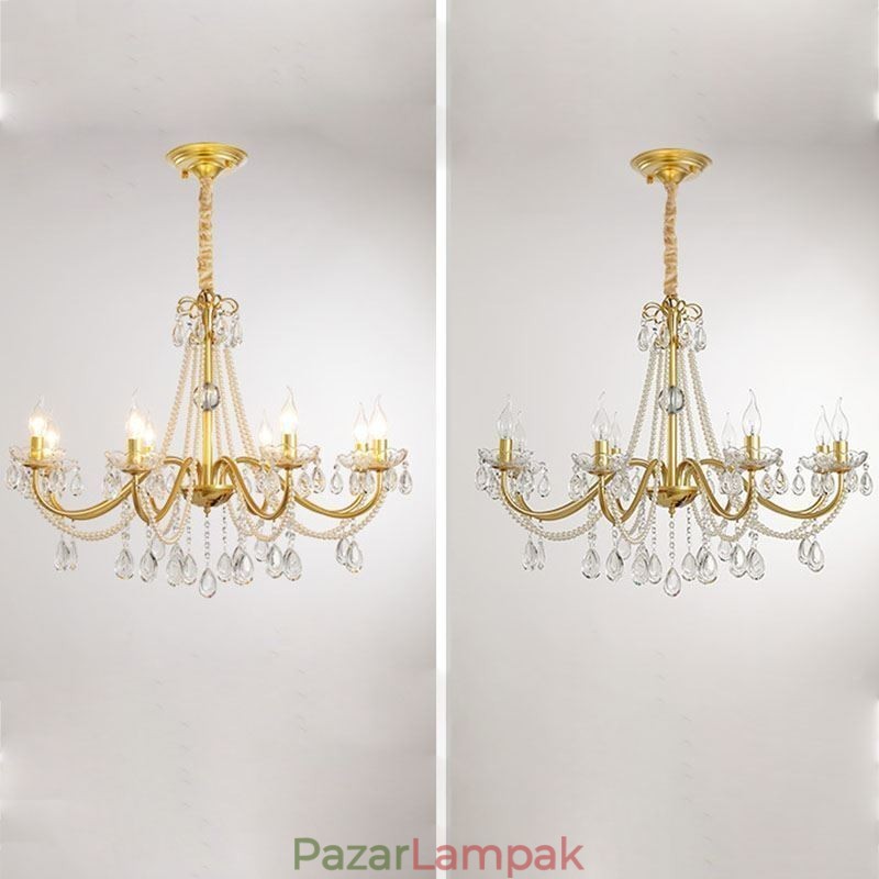 Amerikai kristály függőlámpa Country stílusú Kreatív Iron Art mennyezeti lámpa