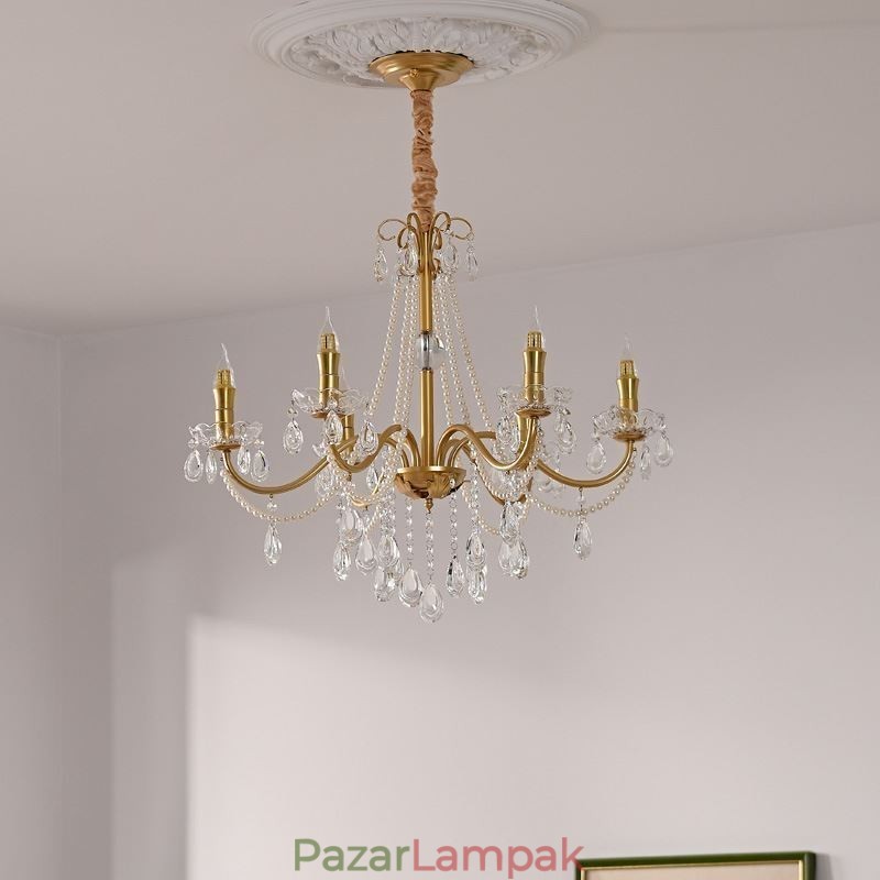 Amerikai kristály függőlámpa Country stílusú Kreatív Iron Art mennyezeti lámpa