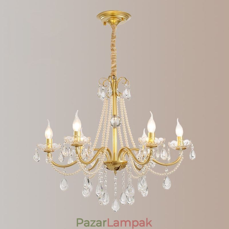 Amerikai kristály függőlámpa Country stílusú Kreatív Iron Art mennyezeti lámpa