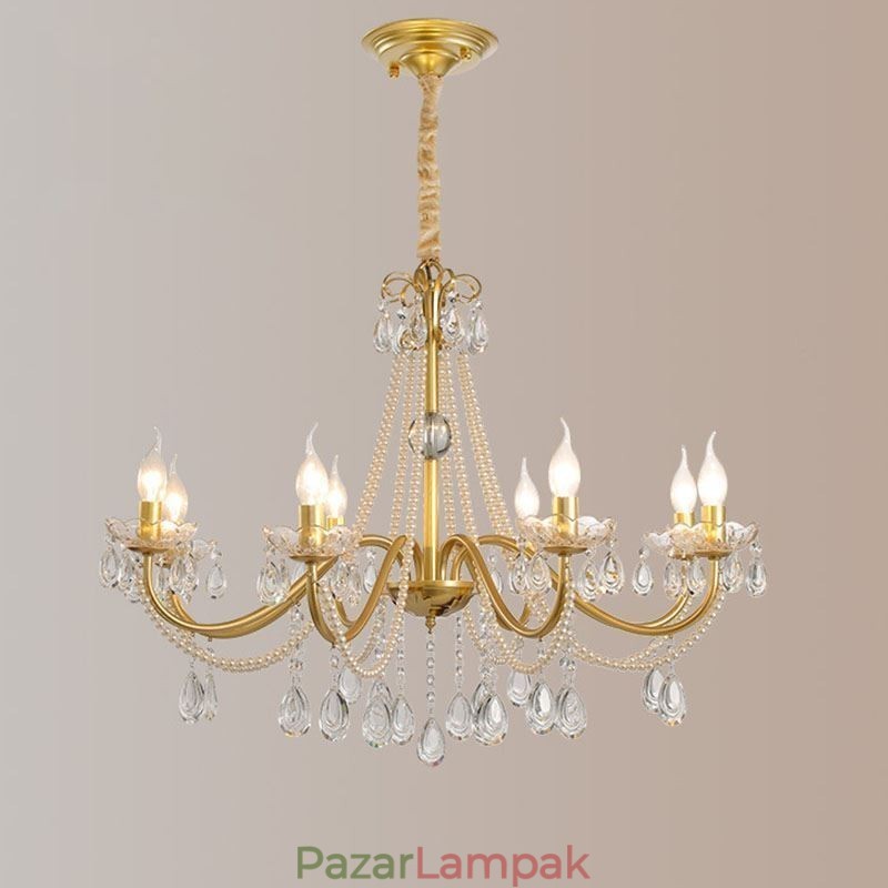 Amerikai kristály függőlámpa Country stílusú Kreatív Iron Art mennyezeti lámpa