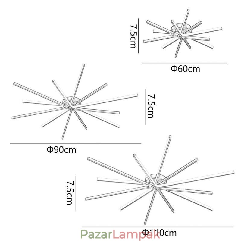 Süllyesztett, modern, minimalista tűzijáték mennyezeti lámpa