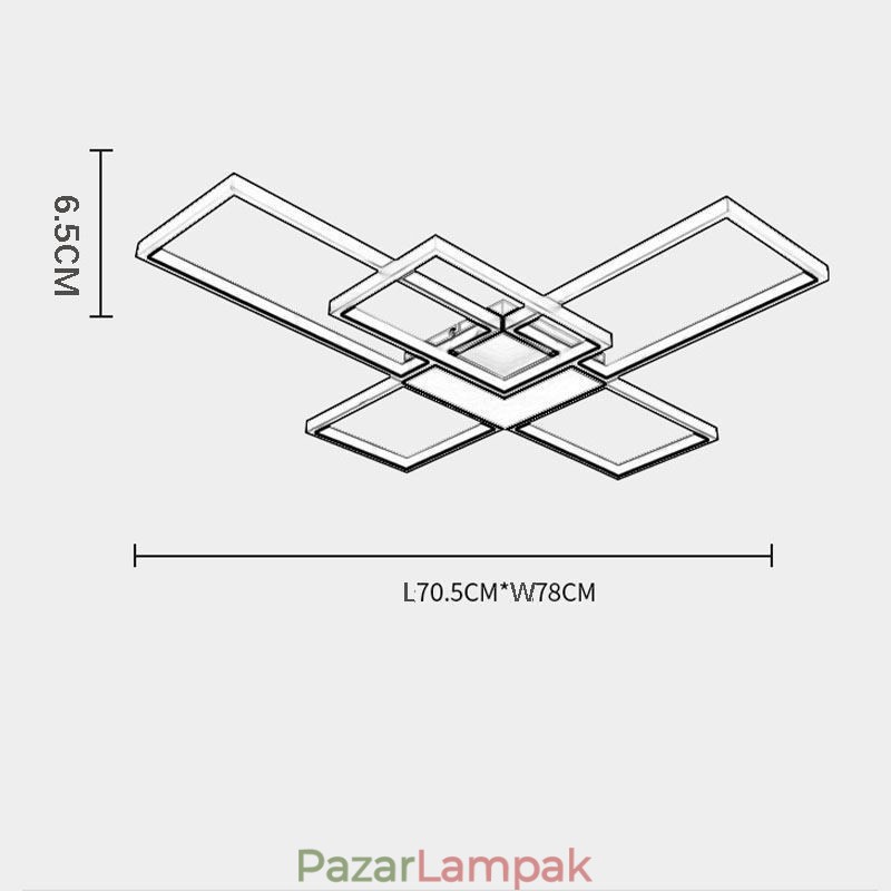 Minimalista süllyeszthető ötszögletes mennyezeti lámpa fokozatmentesen szabályozható távirányítóval 92W