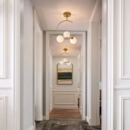 Modern és egyszerű süllyeszthető háromfejes tejfehér üveg mennyezeti lámpa G9 5W