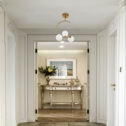 Modern és egyszerű süllyeszthető háromfejes tejfehér üveg mennyezeti lámpa G9 5W