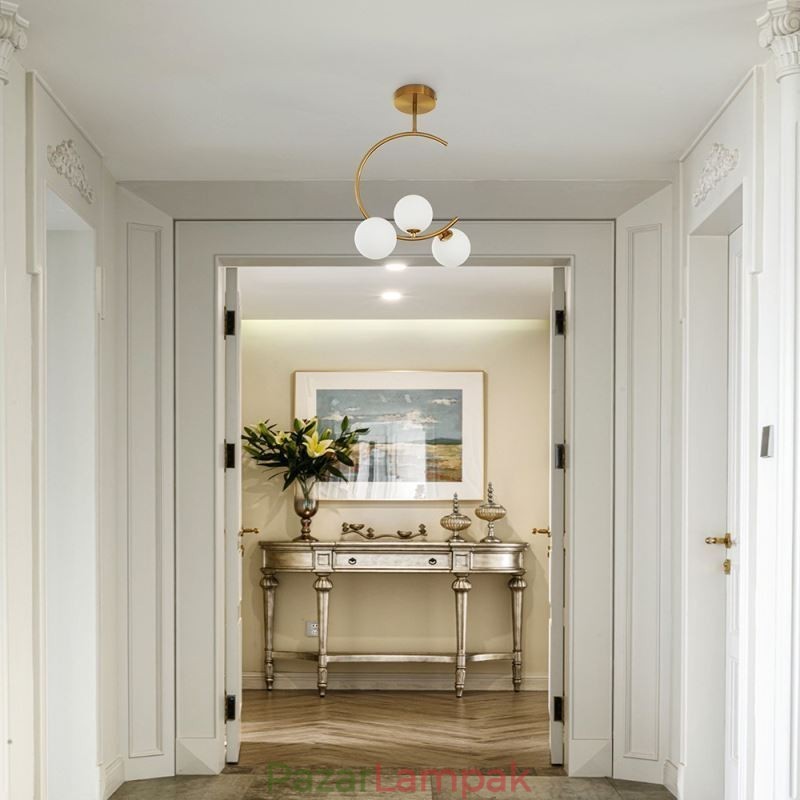 Modern és egyszerű süllyeszthető háromfejes tejfehér üveg mennyezeti lámpa G9 5W