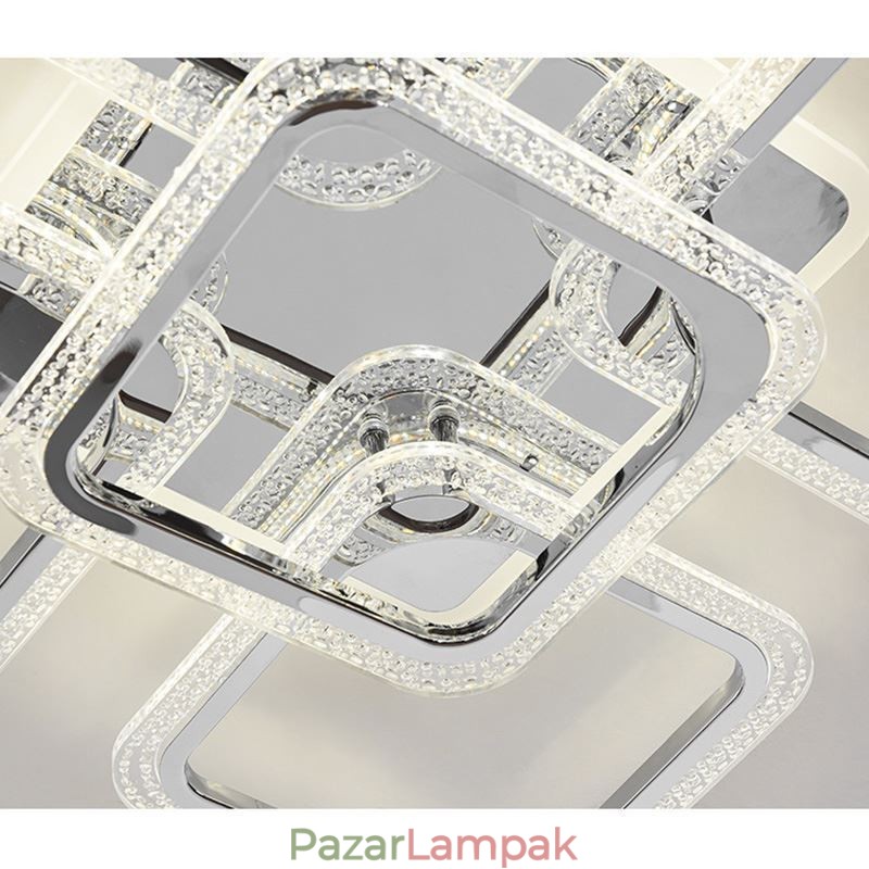 Falba süllyesztett króm akril négyzet alakú mennyezeti lámpa 5 lámpa