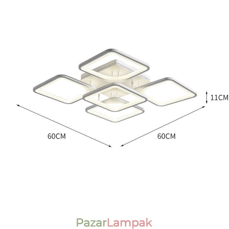 Falba süllyesztett fehér akril négyzet alakú mennyezeti lámpa 5 lámpa 8 lámpa