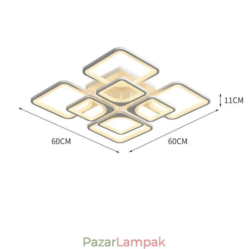 Falba süllyesztett fehér akril négyzet alakú mennyezeti lámpa 5 lámpa 8 lámpa
