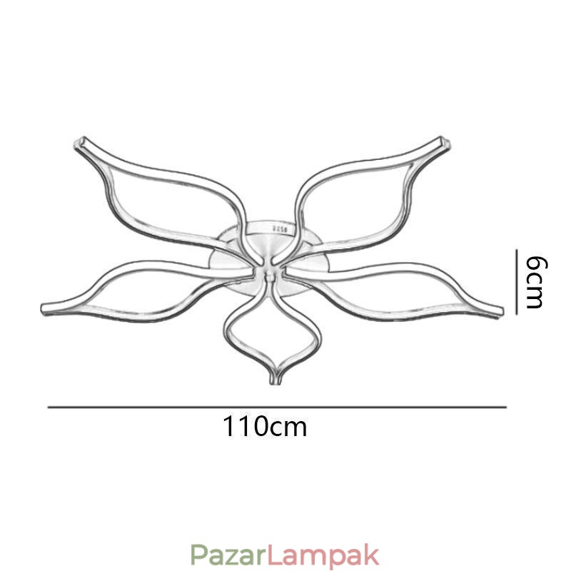 Süllyesztett, minimalista ötlevelű virágos mennyezeti lámpa