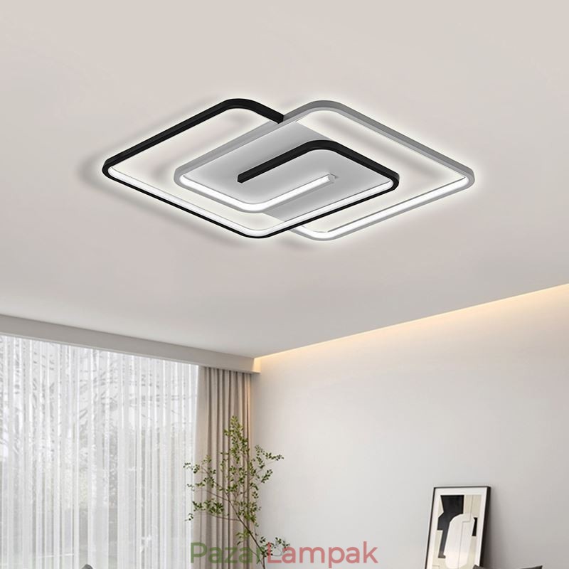 Süllyesztett, akril borítású négyzet alakú mennyezeti lámpa