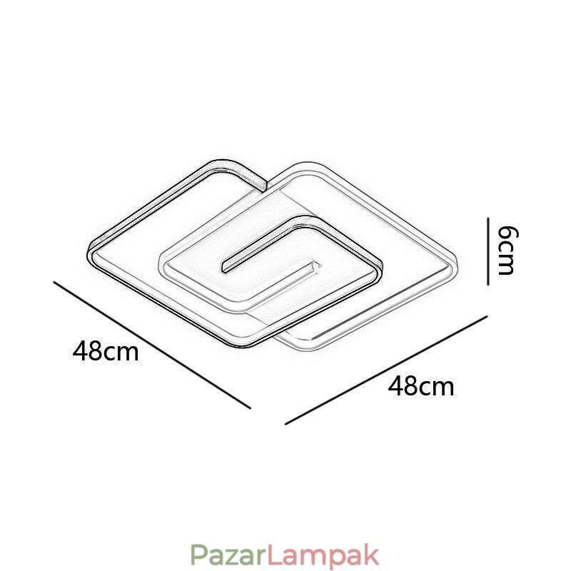Süllyesztett, akril borítású négyzet alakú mennyezeti lámpa