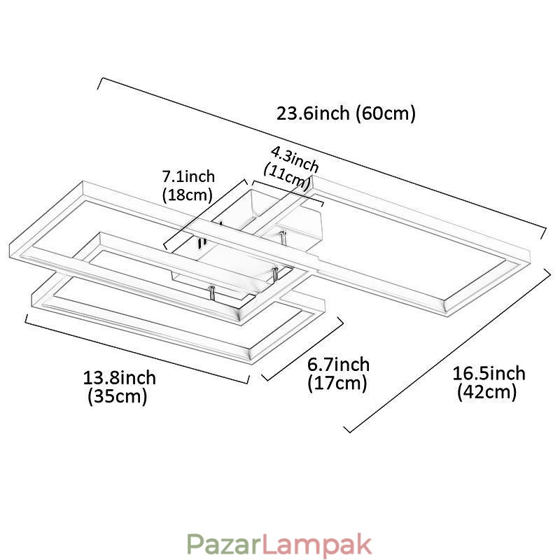 Falba süllyesztett akril geometriai téglalap alakú mennyezeti lámpa