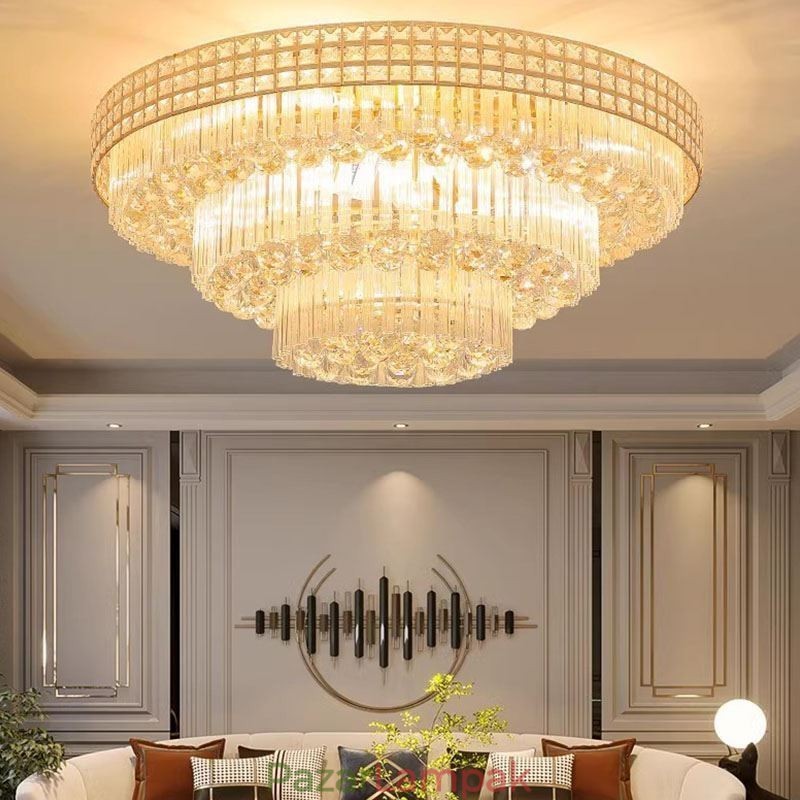 Crystal süllyeszthető, kerek kristály mennyezeti lámpa távirányítóval 80cm