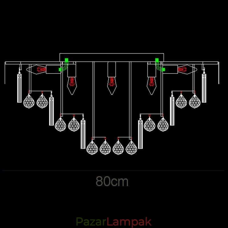 Crystal süllyeszthető, kerek kristály mennyezeti lámpa távirányítóval 80cm