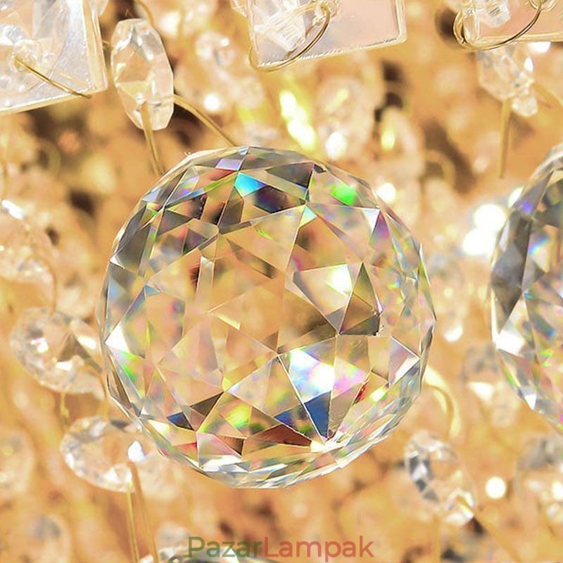 Crystal süllyeszthető, kerek kristály mennyezeti lámpa távirányítóval 80cm