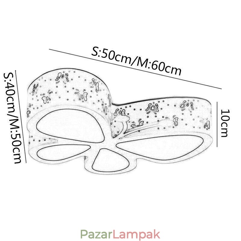 Butterfly süllyesztett, kortárs fém mennyezeti lámpatest