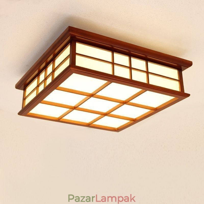 Retro stílusú mennyezeti lámpa, fa süllyesztett tartó