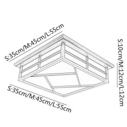 Retro stílusú mennyezeti lámpa, négyzet alakú süllyesztett tartó