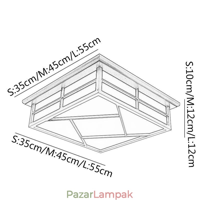 Retro stílusú mennyezeti lámpa, négyzet alakú süllyesztett tartó