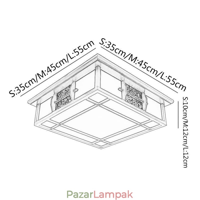 Retro fa süllyesztett szögletes mennyezeti lámpa